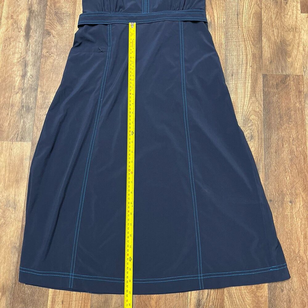 Athleta Navy Blue Halter Dress Size 8 Contrast Stitch A-Line Athletic Casual EUC - Picture 2 of 7